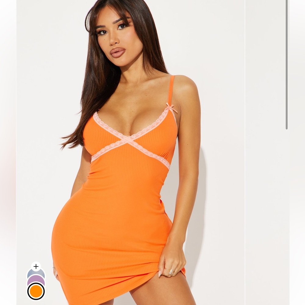 Fashion Nova Orange Chemise with Contrast Trim